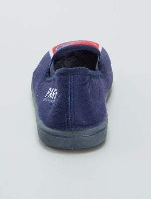 Chaussons De Football Pour Garçon - Mules à Enfiler Noires Confortables - Taille 12-6, Style Sportif Décontracté