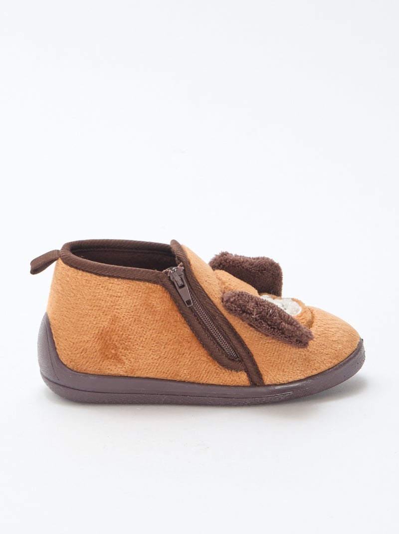 Chaussons bateau doux Marron Garçon Kiabi