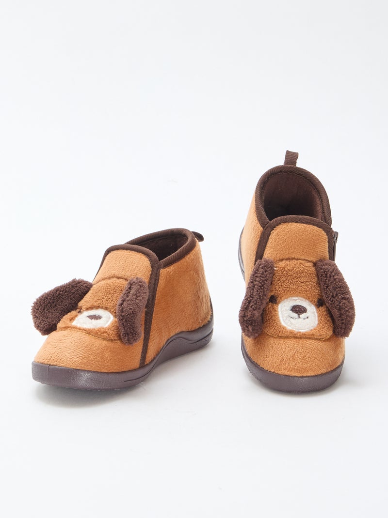 Chaussons bateau doux Marron Garçon Kiabi
