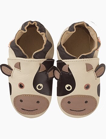 Chaussons b?b? cuir souple Cache-cache la vache