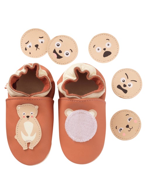 Chaussons b?b? cuir souple ? emotions - Kiabi
