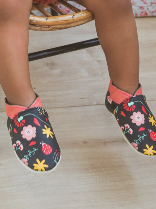 Chaussons b?b? cuir souple Fanny les fleurs - Kiabi