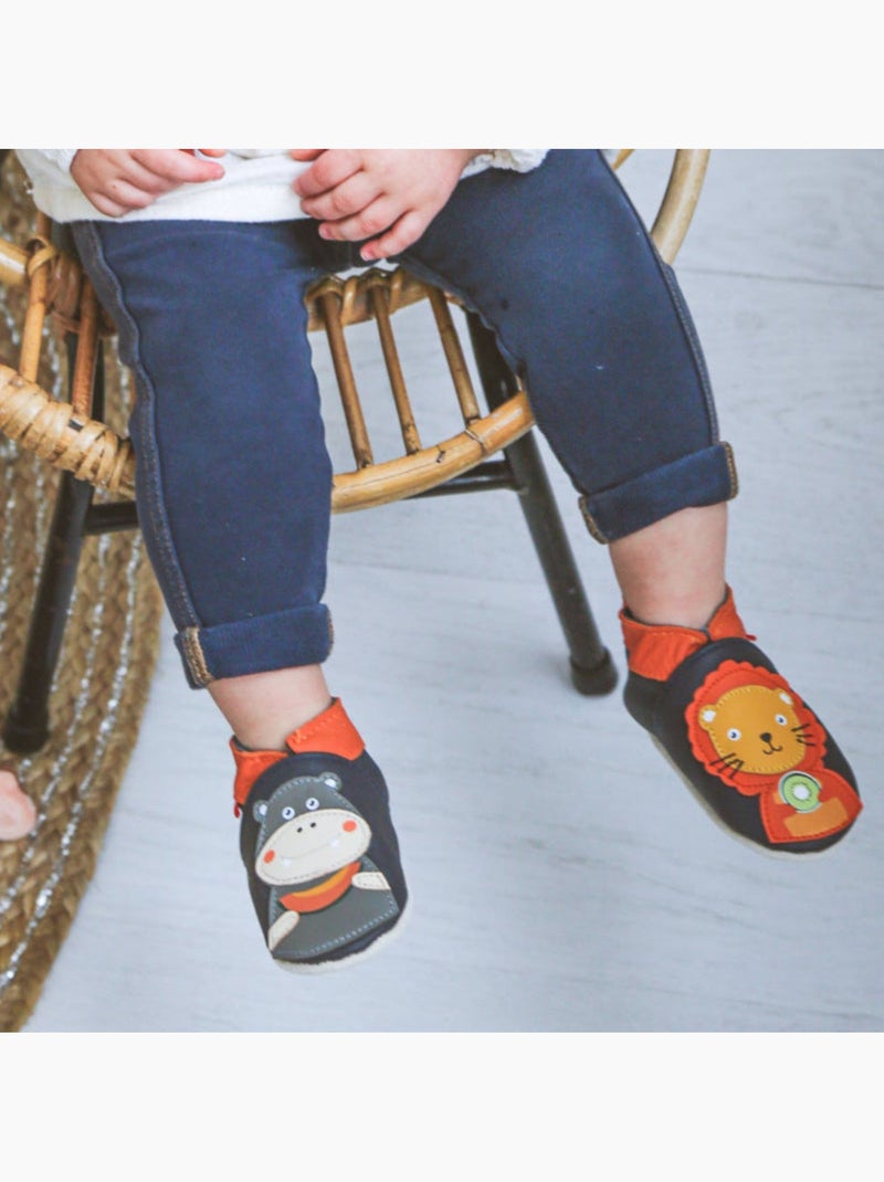Chaussons b?b? cuir souple Jade et Robert se r?galent Bleu - Kiabi