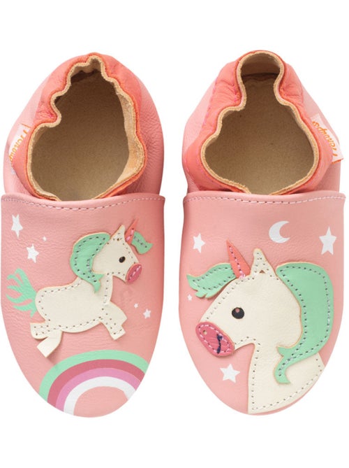 Chaussons b?b? cuir souple Laura la licorne - Kiabi