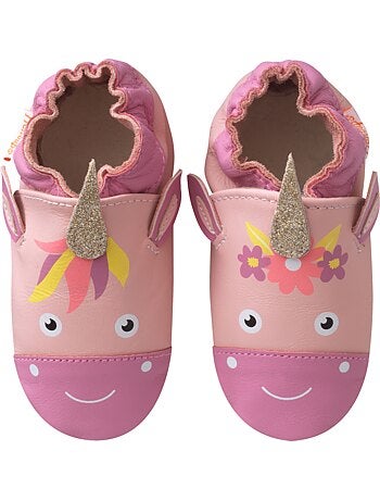 Chaussons b?b? cuir souple Lise la licorne