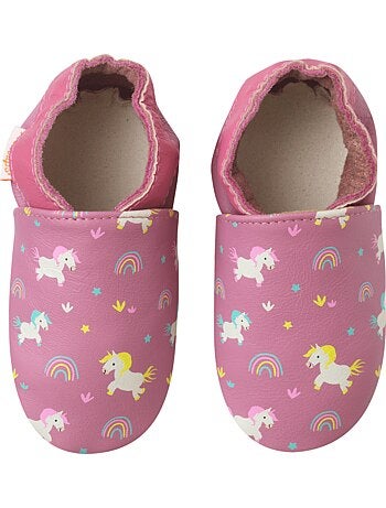 Chaussons b?b? cuir souple Lola les licornes