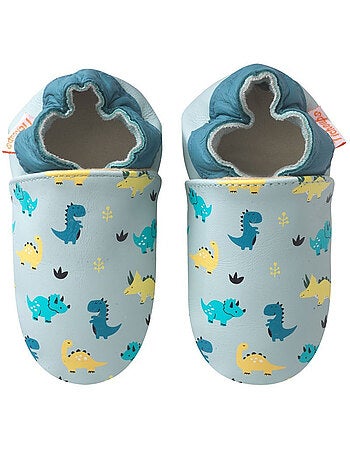 Chaussons b?b? cuir souple Nestor les dinosaures