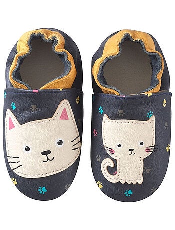 Chaussons b?b? cuir souple Nina le chat