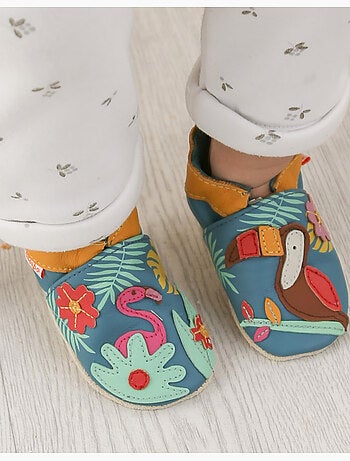 Chaussons b?b? cuir souple Soizic sous les tropiques