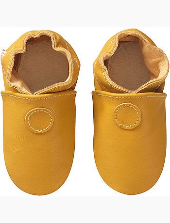 Chaussons b?b? cuir souple uni