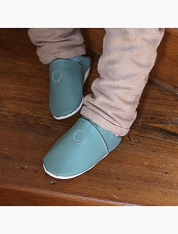 Chaussons b?b? cuir souple uni