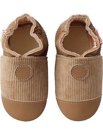 Chaussons b?b? cuir souple velours