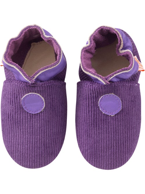 Chaussons b?b? cuir souple velours - Kiabi