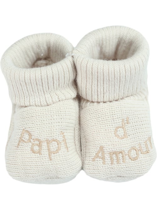 Chaussons bébé avec broderie papi d'amour - Kiabi