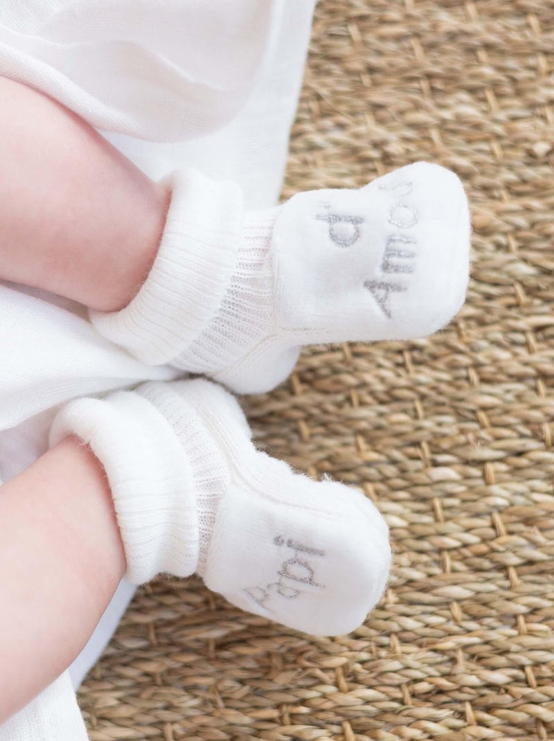 Chaussons Bébé Avec Broderie Papi D'amour Blanc - Kiabi