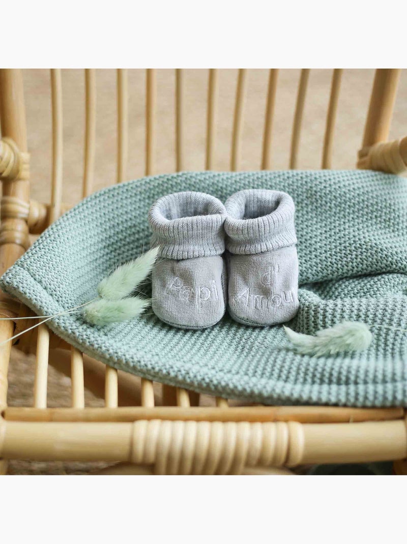 Chaussons bébé avec broderie papi d'amour Gris clair - Kiabi