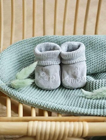 chaussons bébé avec broderie papi d'amour