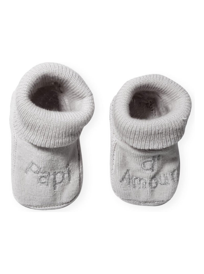 chaussons bébé avec broderie papi d'amour Gris - Kiabi