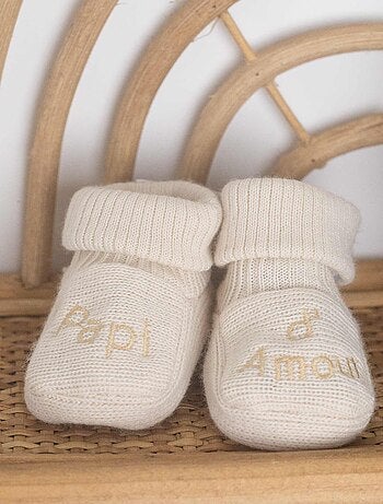 chaussons bébé avec broderie papi d'amour