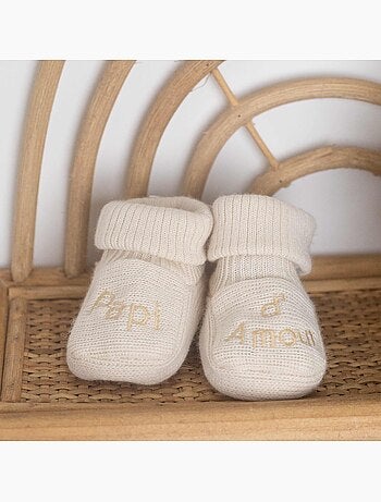 Chaussons Bébé Avec Broderie Papi D'amour