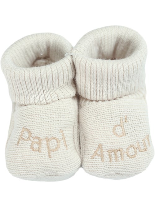 Chaussons Bébé Avec Broderie Papi D'amour - Kiabi