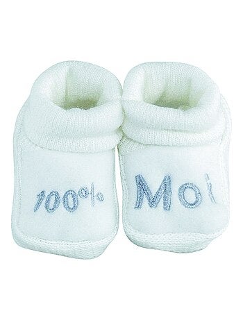 Chaussons Bébé Brodé Blanche