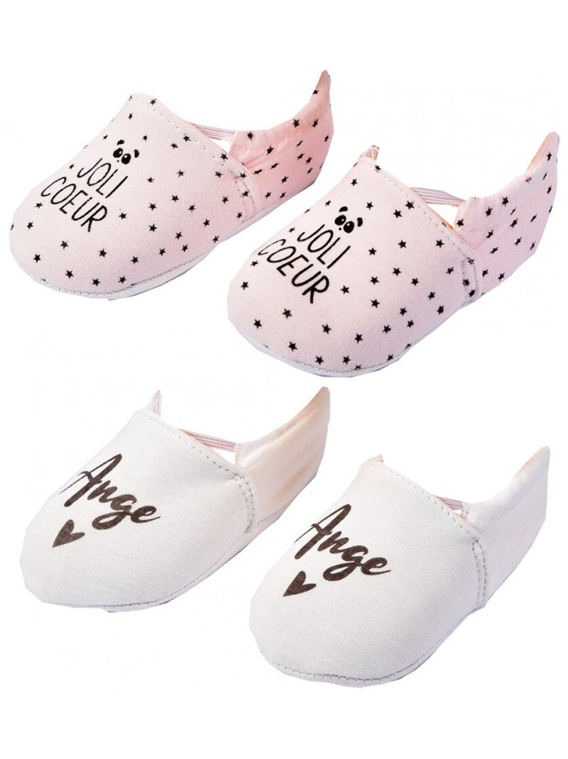 Chaussons bébé Cocooning Fantaisie - Pack de 2 Blanc Rose - Kiabi