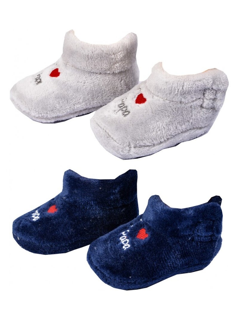 Chaussons bébé Cocooning Fantaisie - Pack de 2 Gris Bleu - Kiabi