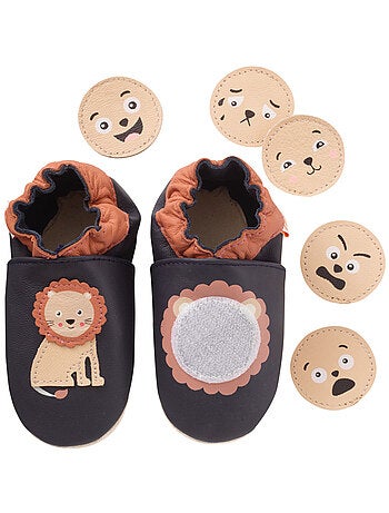 Chaussons bébé cuir souple à emotions