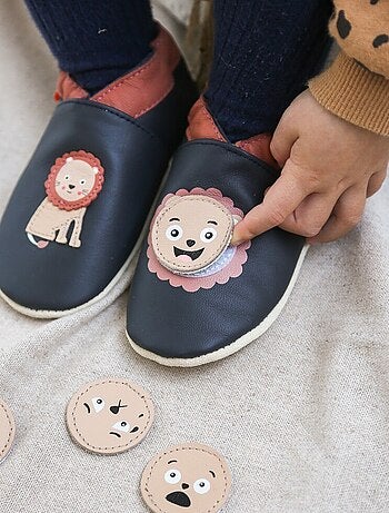 Chaussons bébé cuir souple à emotions