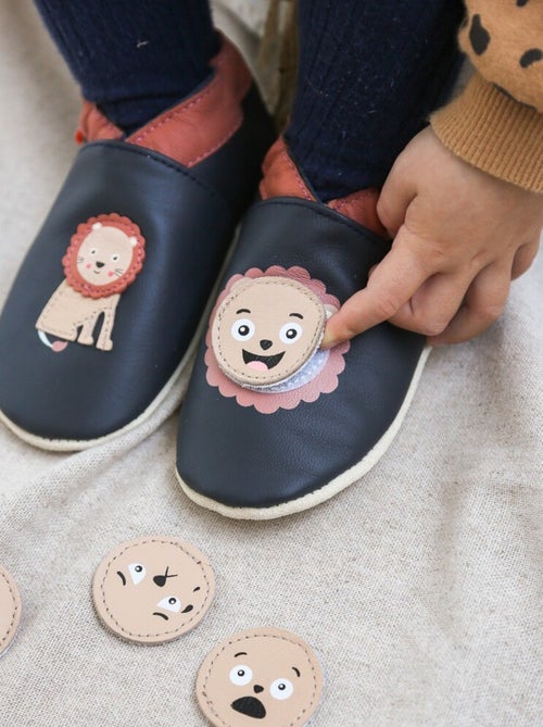 Chaussons bébé cuir souple à emotions - Kiabi