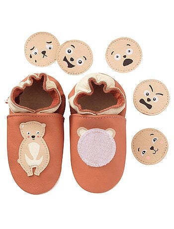Chaussons bébé cuir souple à emotions