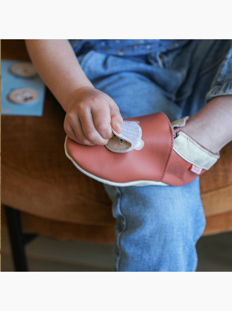 Chaussons bébé cuir souple à emotions Orange - Kiabi