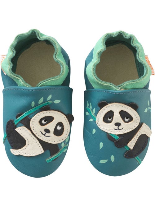 Chaussons bébé cuir souple Andréa le panda - Kiabi