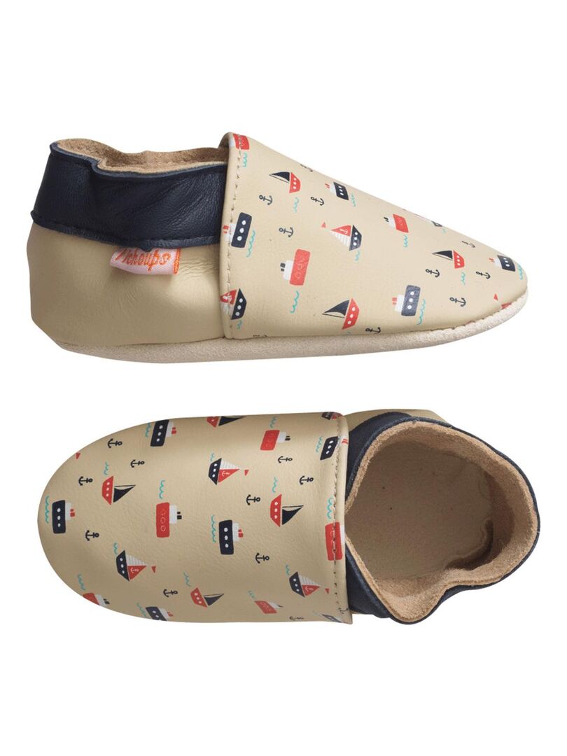 Mocassin Bateau en Cuir Beige Sable – Bébé