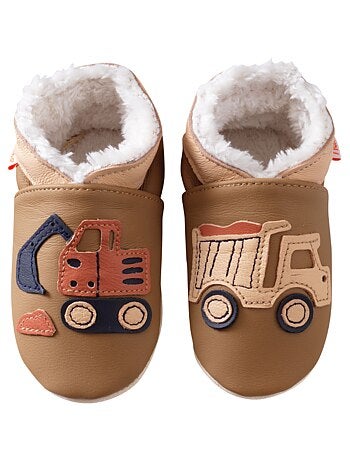 Chaussons bébé cuir souple Bartholomé le chantier fourré