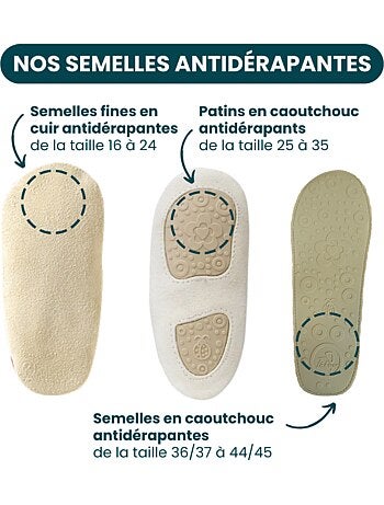 Chaussons bébé cuir souple bouclettes marine-noisette