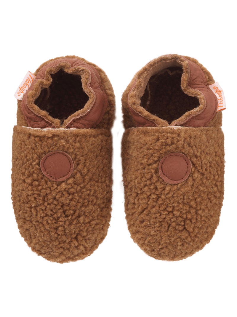 Chaussons bébé cuir souple Bouclettes Marron - Kiabi