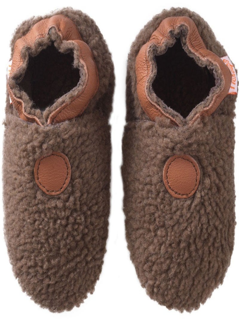 Chaussons bébé cuir souple Bouclettes marron Marron - Kiabi