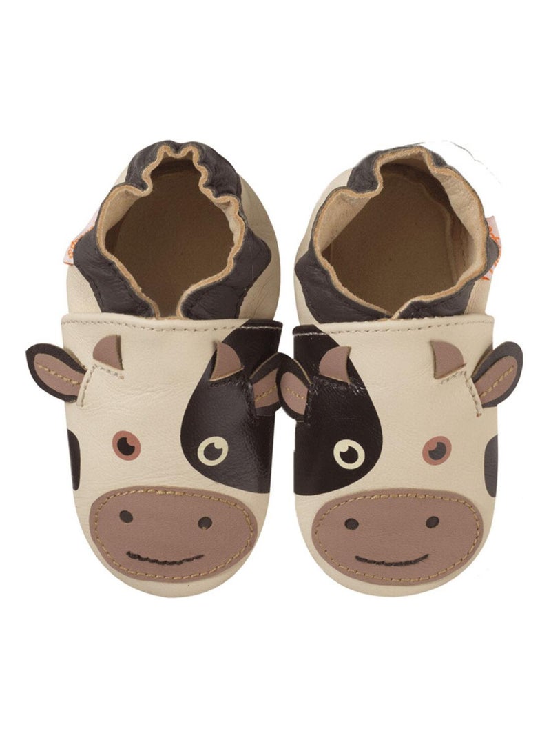 Chaussons bébé cuir souple Cache-cache la vache Beige - Kiabi