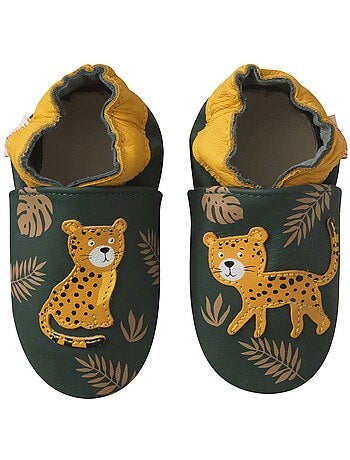 Chaussons bébé cuir souple César le jaguar