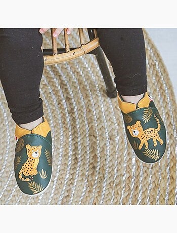 Chaussons bébé cuir souple César le jaguar