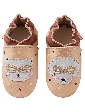 Chaussons bébé cuir souple Côme et Claire au bal masqué