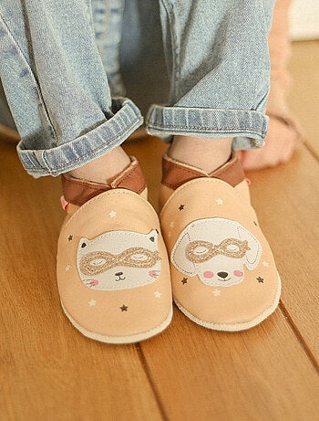 Chaussons bébé cuir souple Côme et Claire au bal masqué