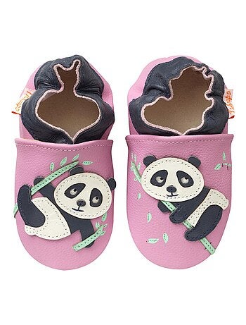 Chaussons bébé cuir souple Dana le panda
