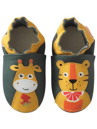 Chaussons bébé cuir souple Gabriel et Gustave prennent le goûter