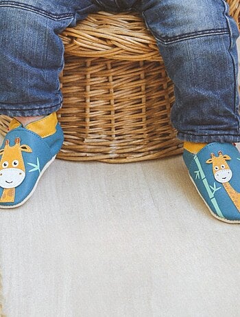Chaussons bébé cuir souple Gaby la girafe