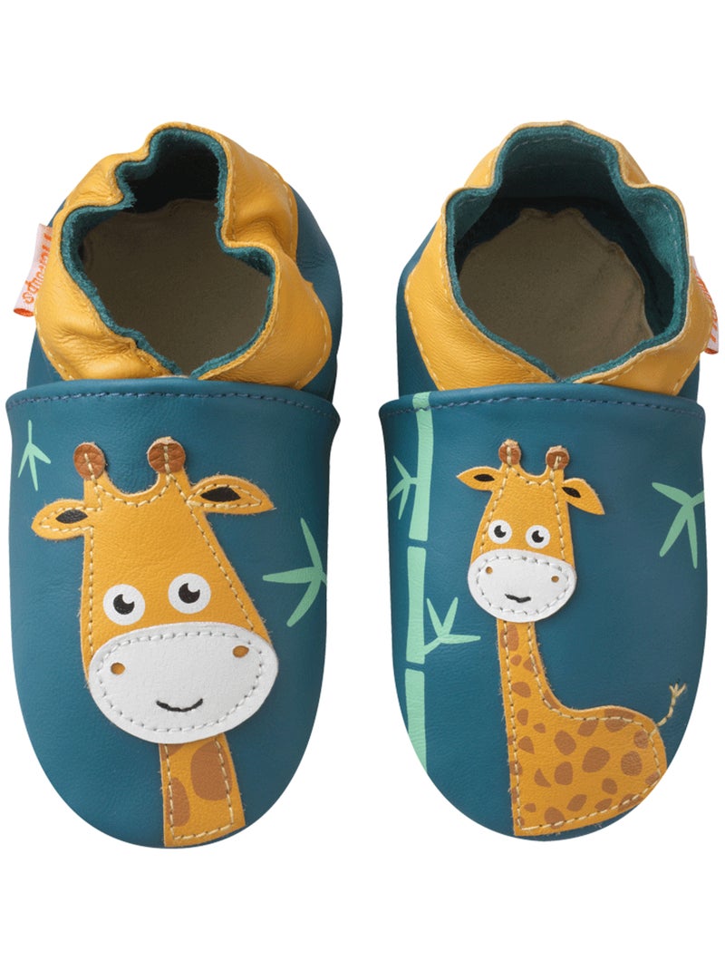 Chaussons bébé cuir souple Gaby la girafe Bleu - Kiabi
