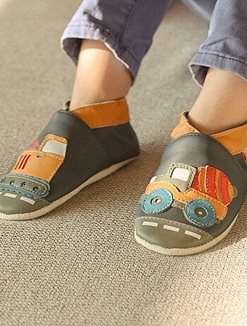 Chaussons bébé cuir souple Germain la grue