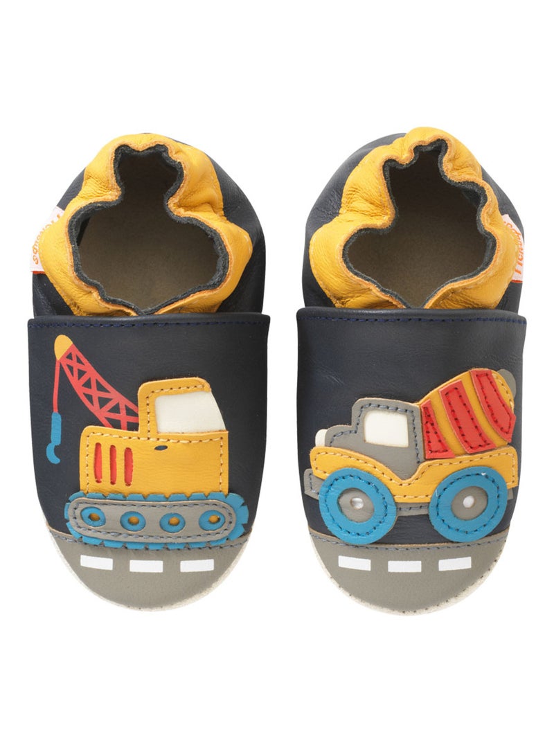 Chaussons bébé cuir souple Germain la grue Bleu - Kiabi